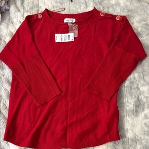 Melissa Paige Vibrant Red Top with Button Detail